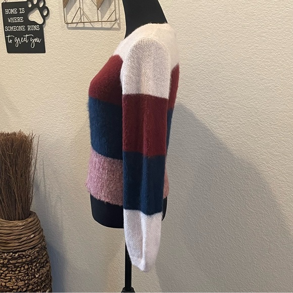 Club Monaco Rinty Color Block Mohair Blend Stripe Crewneck Sweater XS - Picture 3 of 7
